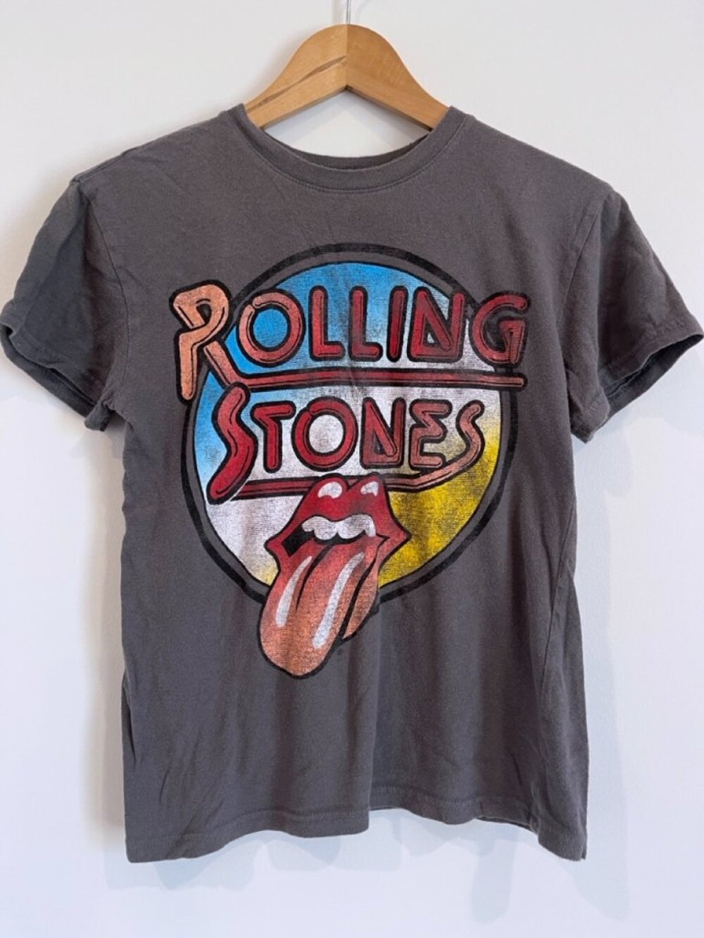 The Rolling Stones Classic Tongue Circle Logo Graphic T-Shirt Charcoal XS